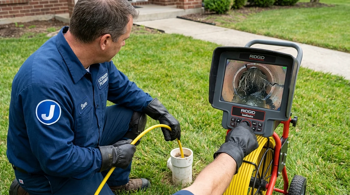 Sewer camera inspection being performed by Johns Plumbing LLC in Noble